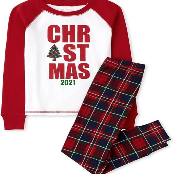 THE CHILDREN'S PLACE Boys Girls 4 Pajama Set 2 Pc Christmas 2021 Plaid Snug Fit - Picture 1 of 10